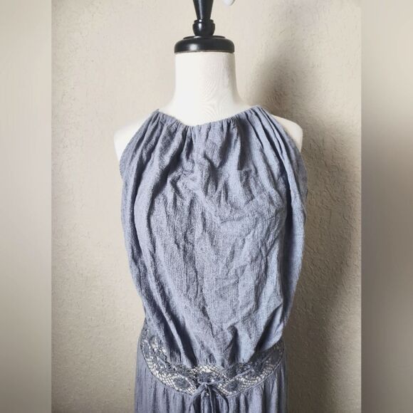 Michelle Jonas Hippie Gauze Maxi Dress Gray Size M New - Picture 7 of 14
